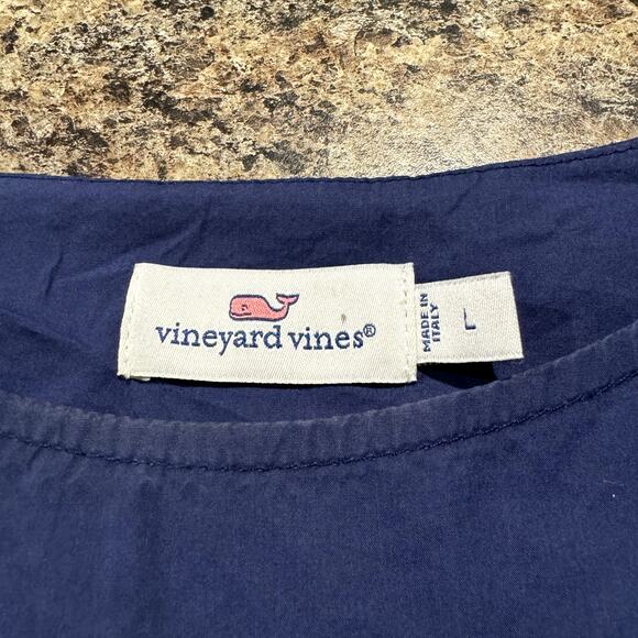 Vineyard Vines Womens Dress Minimalist Coastal Cottage Boho Bow Mini Blue Large - Picture 2 of 5